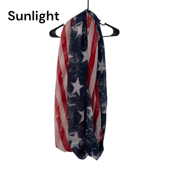 American Flag Infinity Scarf Patriotic Design Lightweight Sheer Fabric Unbranded - Picture 2 of 10